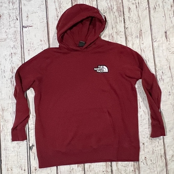 Women's The North Face Maroon Stitched Hoodie Pullover Sweatshirt - Picture 1 of 4
